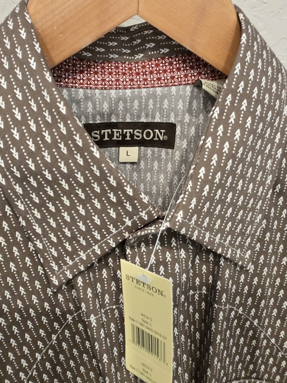 Stetson Brown Printed Button-Down Shirt